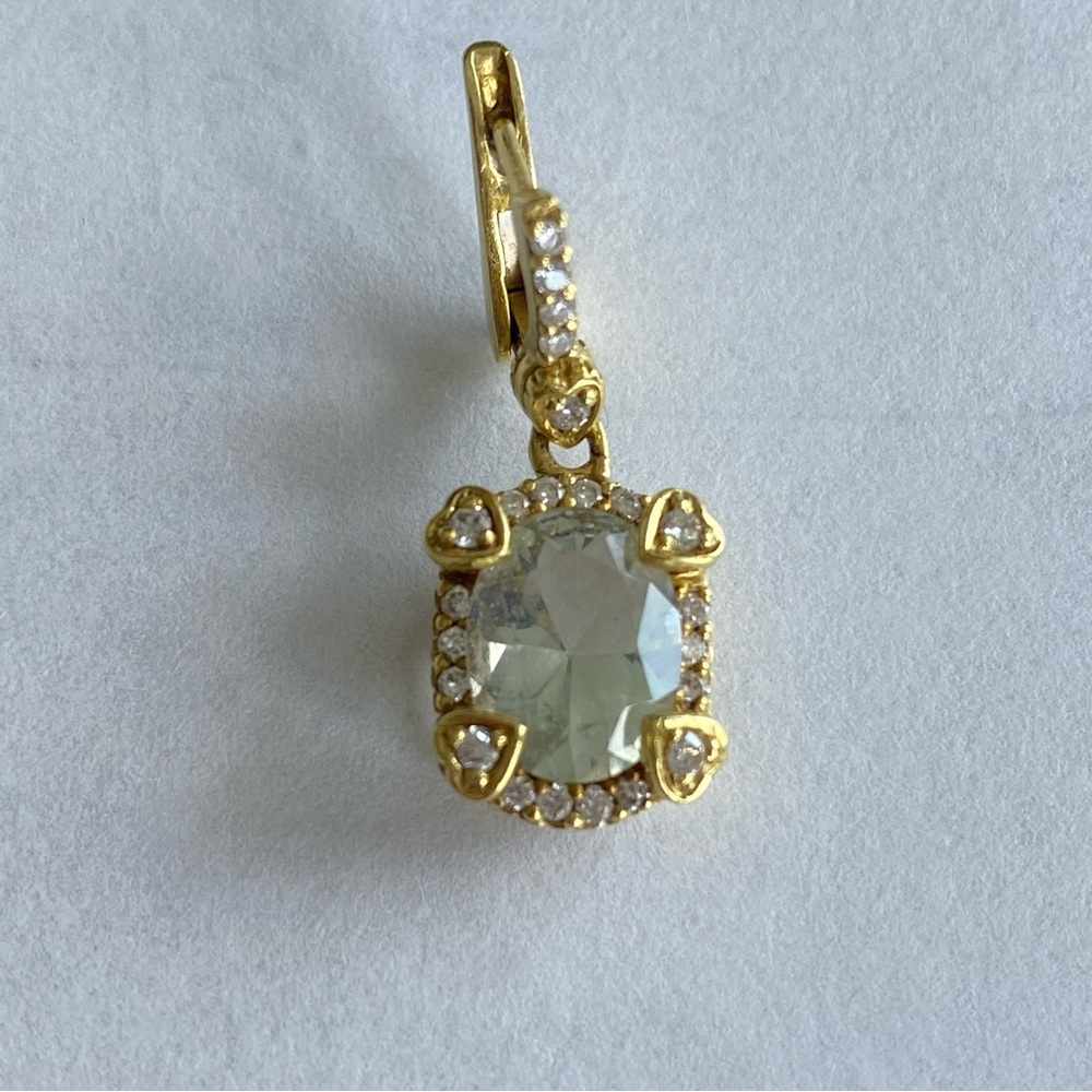 Judith Ripka 18K Gold, Diamond & Prasiolite Drop dangle Earrings. Signed - Picture 6 of 11